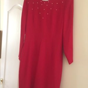 Amazing Red dress & pearl embellishments. vintage